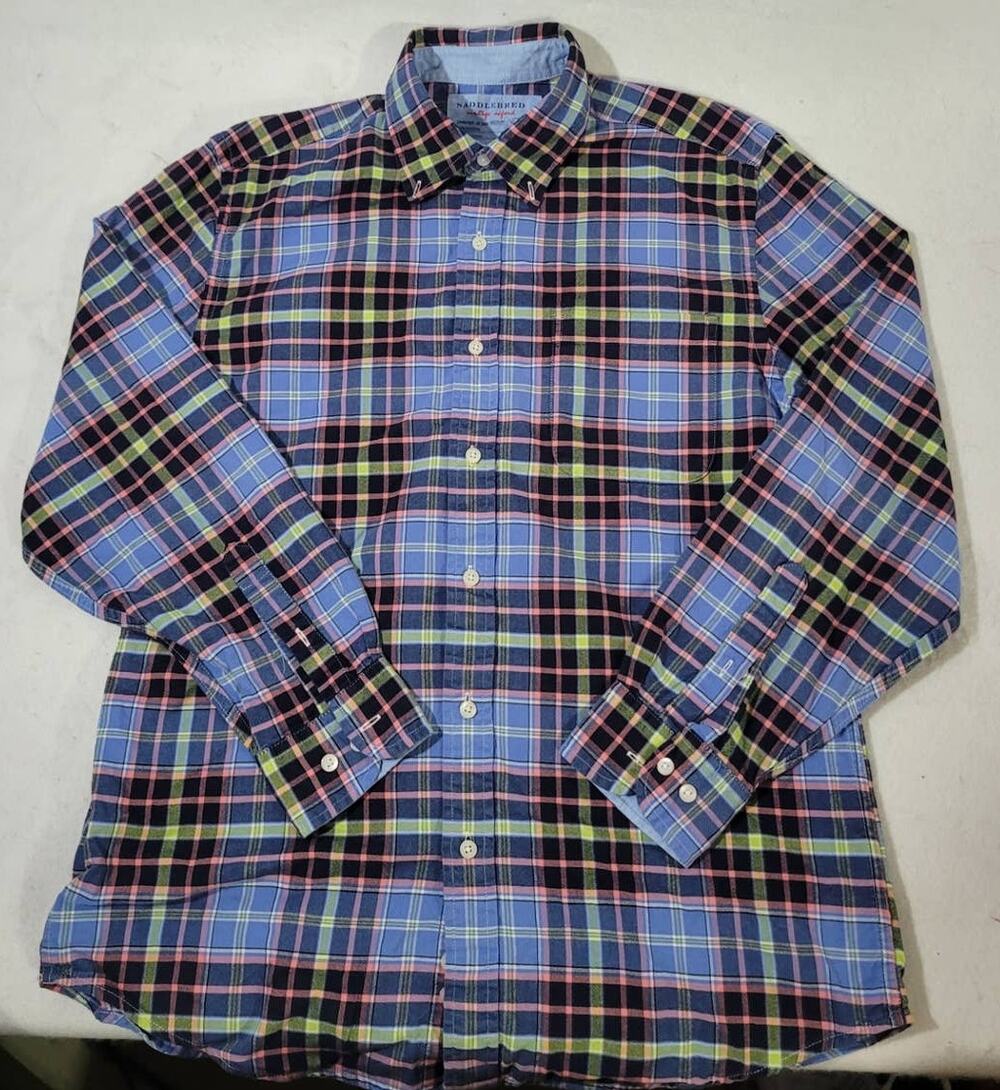 Saddlebred Oxford Multicolor Plaid Long Sleeve Shirt Mens Size Medium